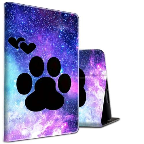 Case for iPad Pro 12.9 Inch 2022/2021/2020 / for iPad Air 13 2024/2025 PU Leather Shockproof Stand Protective Cover with Auto Sleep/Wake for iPad Air 13 2024/2025,Animals Dog Paws Galaxy