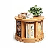 RFBXZPTADNU FAS Grade Solid Rubber Wood 360° Rotating Bookcase Freestanding Mobile Narrow Storage Cabinet Wall Corner Friendly Floor Organizer for Kids Living Room Study(Natural,44x35.3cm)
