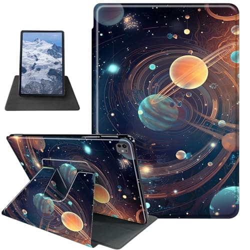 Starry Moons Pattern Case for iPad Pro 13 Inch Case M4(2024),BFDHGQZC 360 Degree Rotating Stand Protective Cover with Auto Sleep/Wake for iPad Pro 13 Inch 2024