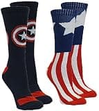 Marvel Captain America Men's Athletic Crew Socks 2 Pair Pack Shoe Size 6-12