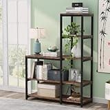 LOVEZOE 5 Tier L Shaped Bookshelf, Corner Bookcase for Living Room Bedroom Study, Metal Frame and MDF, 39.37” W x 15.74” D x 57.08” H
