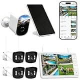 Security Camera Bundle: 2K Solar Outdoor Wireless Camera + 4Pcs Home Security Camera System with Monitor, AI Motion Detection, Night Vision, 2-Way Audio, Full House Coverage for Indoor Outdoor Use