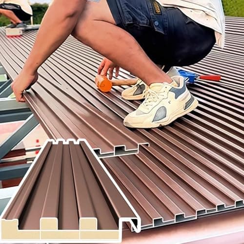 Elitix Heavy Duty Ceiling Insulated Panels, Metal Roofing Panels for Chicken Coop Gazebo and Mobile Homes, Corrugated Awning Covers with Polycarbonate Fill(Brown,L 1m(3.2ft))
