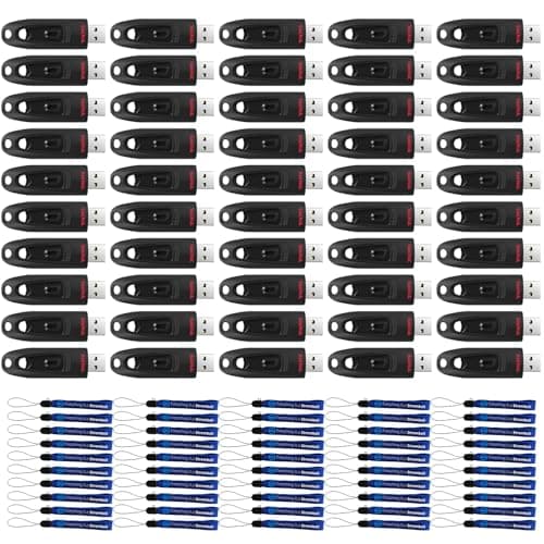 SanDisk Pack of 50 Ultra USB 3.0 16GB Type-A Flash Drives (SDCZ48-016G-U46) Bundle with (50) Everything But Stromboli Lanyards