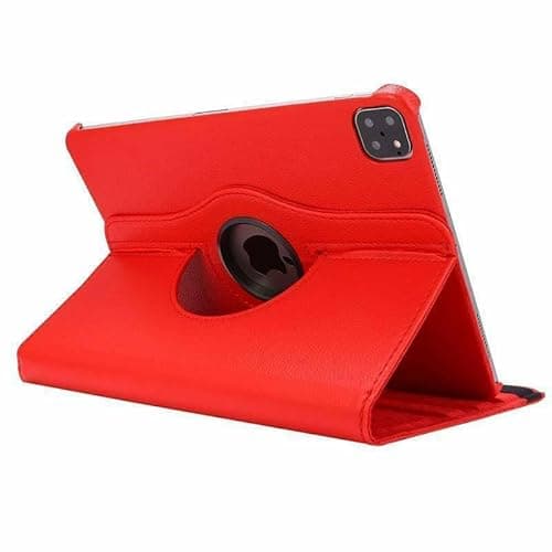 Generic case Compatible with 5 th Generation iPad 9.7 2017 (Color: Red) Leather Rotate Flip Hard Back Case