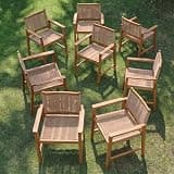 NTC Luno 8 Pieces Solid Wood Lounge Armchairs with Handwoven Rope Seat & Back, Indoor & Outdoor Wooden Chairs for Patio Dining Sets, Modern Patio Lounge Chairs, Easy Assembly, Natural