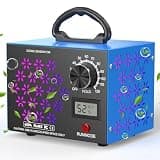120,000mg/h Ozone Generator Machine with Temp/Humidity Display, Triple Side Vents for Enhanced Airflow - Faster & Wider Ozone Odor Eliminator Air Purifier for Home Car Pets, Up to 6000 Sqft, Blue