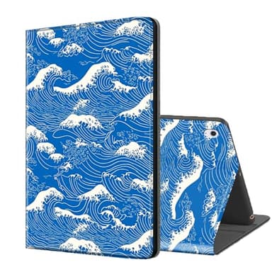 ETLKJVBL for iPad A16 Case, Stand Cover Multi Angle Viewing, Auto Sleep/Wake, Blue Waves Exquisite Leather for iPad 11th Generation Case