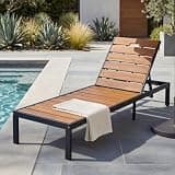 THINK 30 Outdoor Chaise Lounges Pool Lounge Chairs, Outdoor Daybed Recliner, with Adjustable Backrest for Patio, Poolside or Beach, Black+Natural