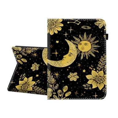 CICPLKSE Case for Samsung Galaxy Tab A 10.5 T590 T595 T597(2018 Release),Premium PU Leather Cover with Auto Sleep Wake,Golden Sun Moon Floral