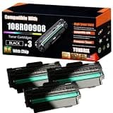 TONBRIX 108R00908 Toner Cartridges Compatible for Xerox Phaser 3140 3155 3160 Printers, Bright Colors, High Yield 2500 Pages, with Chips (3 Pack Black)
