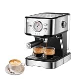 TRABVVIJSC Coffee Maker Coffee Machine Cafetera Bar Semi Automatic Expresso Cappuccino Hot Water Steam Temperature Display