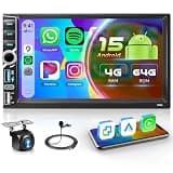 Driauto 7 Inch 8 Core 6+ 128G Double Din Touch Screen Car Stereo with Wireless Carplay and Android Auto, IPS Android Radio with Mirror Link GPS WiFi Bluetooth FM/RDS SWC DSP Multiple UI+ Backup Cam