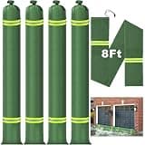 LANNEY Long Sand Bags for Flooding, 4 Pack Thickened Canvas Reusable Flood Protection Sandbags with Elastic Band & Reflective Stripes, Tube Water Barriers for Home Doors, Garage, Windows, 8 Ft x 8 in