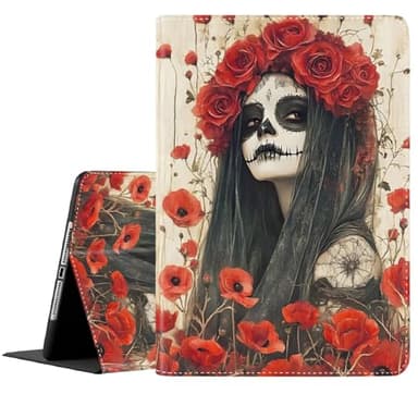 Case for Samsung Galaxy Tab A11 Plus/A9 Plus 2025/2023 5G 11 Inch, Slim Folding Stand Cover with Auto Wake/Sleep for Galaxy Tab A11+/A9+ 11 Inch ,Sugar Skull Girl and Red Rose