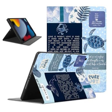 Mrtponk Summer Tortoise Collage Tablet Case for Samsung Galaxy Tab A7 Lite T225/T220 Case 8.7",Bible Verses Pattern for Women Men Teens Protective Cover Flip PU Leather Stand Funda