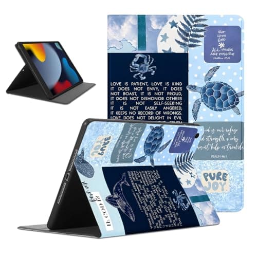 Mrtponk Summer Tortoise Collage Tablet Case for Samsung Galaxy Tab A7 Lite T225/T220 Case 8.7",Bible Verses Pattern for Women Men Teens Protective Cover Flip PU Leather Stand Funda