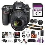 Nikon D7500 Digital Camera 20MP DSLR with Zoom Lens Bundle with Replacement Battery EN EL15C + Charger + Cleaning Kit + Flexible Vlogging Tripod + 64GB Memory Card + Backpack + More