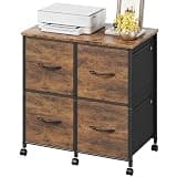 HIGDBFE 4 Drawer Lateral File Cabinet, Mobile Filing Cabinet for Large Printer, Home Office Functional Office Storage Cabinet & Printer Stand, Fits Letter/A4, Fabric Drawer, Rustic Brown