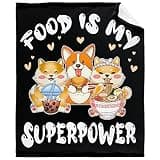 ZOCHOTEN Food is My Superpower Flannel Throw Blanket Soft Comfortable Easy to Carry for Couch Office Outdoor Travel Suitable for All Seasons 50"x60"for Teens