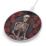 Skeleton with Roses Wireless Charger Magnetic Phone Induction Charger 10w Fast Wireless Charging Station Compatible with iPhone 17 16 15 14 13 12 Pro Max Samsung Galaxy S25 S24 S23