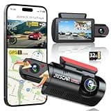 Juscar 2.5K+1080P Dual Dash Cam Front and Inside, WiFi & GPS Dash Camera for Cars with 32G Card, IR Night Vision, 3" IPS Screen, Inside Car Camera for Taxi Driver, Support 256GB Max, App Control