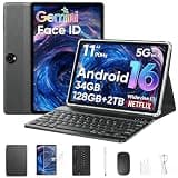 HNVHNV Android 16 Tablet 11 inch Tablets with Keyboard, 34GB+128GB+2TB Expand, 2.2 GHz Octa-Core, 90Hz IPS Display, Gemini AI, 8000mAh, WiFi 6, GPS, 2-in-1 Tablet with Case, Mouse, Stylus (Black)