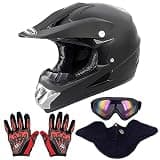 OUMURS Adult Dirt Bike Helmet with Goggles Gloves & Mask Adjustable Sun Visor DOT/FMVSS-218 Motorcycle Adults ATV Helmet Off-Road Motocross Downhill Moped MX BMX for Unisex-Adult-New Black, S