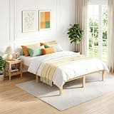 BambooSync 14 Inch Bamboo Bed Frame – Solid Wood Platform Bed Frame, Strong and Stable, with Non-Slip Slats for Support, No Box Spring Needed, Easy to Assemble, Noise-Free (Nature, Queen)