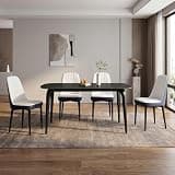 Modern Dining Table Set for 4,63 inch Sintered Stone Kitchen Table and Chairs,Black Dining Table Set of 4 with PU Leather Chair,5 Piece Rectangular Dining Room Table Set for Kitchen, Office, Apartment