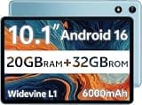 SVITOO Android Tablet 10 Inch, Android 16 Tablet for Kids Adults, 20GB RAM 32GB Storage 1TB Expandable, Dual Cameras 8MP 2MP, 6000mAh Dual Speakers WiFi 6, Blue