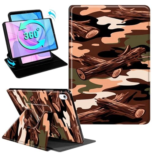Gmeyutqy Case for iPad A16 11th Generation 11 Inch 2025 and iPad 10th Generation 10.9 Inch 2022, 360 Degree Rotating Swivel Stand Flip Cover with Auto Sleep/Wake, Brown Camo