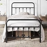 Yaheetech Twin Metal Bed Frame, Victorian Iron-Art Headboard, 450 lb Capacity, 12.6" Storage Space, No Box Spring Needed Black