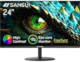 SANSUI Computer Monitor 24 inch Eye Care FHD 1080P Display HDMI,VGA Ports with 178° Viewing Angle/Frame-Less/Tilt/VESA Compatible for Office and Home