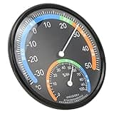 Omquot Thermometer Moisture Meter High Transparent Curved Glass Indoor Outdoor Thermometer Moisture Meter (TH101 Black)