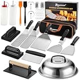 ROMANTICIST 29PCS Griddle Accessories Set - Flat Top Teppanyaki Spatula Set with Scraper, Basting Cover for Camp Chef- Home Cooking Griddle and Outdoor BBQ Gifts for Christmas