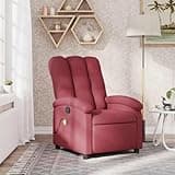 KHNLGFR Manual Recliner Chair with Vibration Massage, Wine Red Fabric, 6 Massage Points, Side Pocket, 135-Degree Tilt