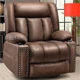 Power Lift Recliners Chair for Seniors with Heat Massage Comfort Leather Electric Recliner Chair with Cup Holders Side Pockets Adjustable Footrest for Living Room