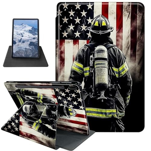 Fire-Fighter Pattern Case for Samsung Galaxy Tab S8 Plus 2022/S7 FE 2021/S7 Plus 2020 12.4 Inch,BFDHGQZC 360 Degree Rotating Stand Protective Cover with Auto Sleep/Wake