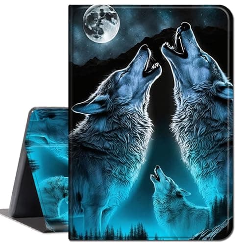 Case for Samsung Galaxy Tab S8 Plus 2022 / S7 FE 2021 / S7 Plus 2020 12.4-Inch,Slim Lightweight Smart Shell Stand Cover with Auto Wake/Sleep Case for Galaxy S7 FE,Howling Wolf/Moon