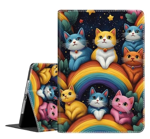 Case for Samsung Galaxy Tab S10 FE Plus 5G, Durable Shockproof Protective Cover for Samsung Galaxy Tab S10 FE+ 13.1 Inch (SM-X620/SM-X626B) 2025 Tablet, Rainbow and Cat