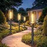 Viewsun Solar Lights Outdoor,8 Pack Solar Pathway Lights with Acrylic Wick and 3000K IP65 Waterproof Lights for Lawn Patio Walkway Driveway Decor Landscape