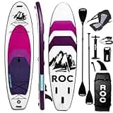 Roc Inflatable Stand Up Paddle Board 10' 6" with Premium SUP Paddle Board Accessories, Wide Stable Design, Non-Slip Comfort Deck for Youth & Adults (Violet W/Kayak Seat)