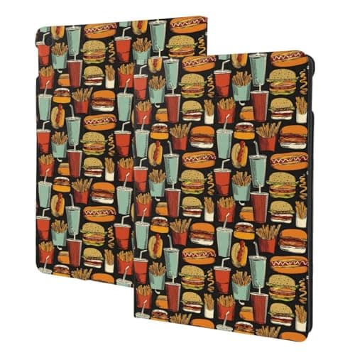 Vintage Junk Food Print Compatible with ipad 7th/8th/9th Generation Case Cover, Cute Unique Tablet Case Compatible with ipad 10.2 Inch Case, Folio Stand, Auto Wake/Sleep