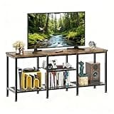 Simple Trending TV Stand for 50 Inch TVs, Entertainment Center with Open Storage Shelves, Media Console Table for Living Room, Rustic Brown