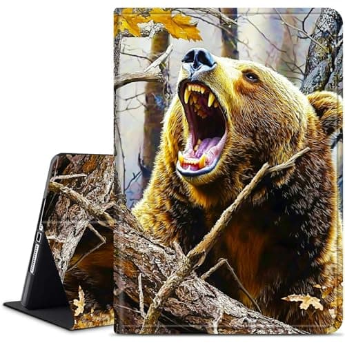 Dikoer for Samsung Galaxy Tab A 8.0 Inch 2019 Model SM-T290/T295 Tablet Case, Slim KickstandStand Leather Smart Cover with Auto Wake/Sleep, Tree Bear