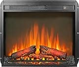 AKHLSASK 23" Electric Fireplace Insert, Ultra-Thin 1400W Recessed or Freestanding Heater, Realistic Log Flame, Remote Control, Timer, 11 Temp Settings for Up to 400 Sq.Ft.
