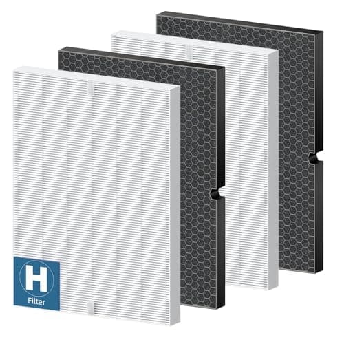 5500-2 Filter Replacement Compatible with Winix 116130 5500-2 Am80 Plasmawave Air Purifier, 116130 Replacement Filter for Dust Dander Odors, 2 HEPA Filters + 2 Activated Carbon Pre-Filters