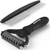 Docrok Pet Grooming Combo: Undercoat Rake, Dematting Deshedding Brush for Long-Haired Dogs and Cats, Black