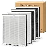 4-Pack Replacement Filter Compatible with KNKA APH4000 Air Purifier, H13 True HEPA & Activated Carbon 2-in-1 High-Efficiency Filter, Part # APH4000LX